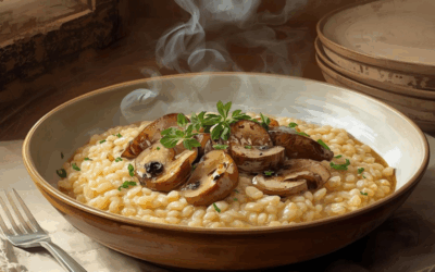 Risotto cremoso de setas con alcachofas Adolfo Sádaba